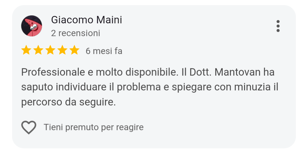 Recensione Google di Giacomo Maini su Studio Mantovan