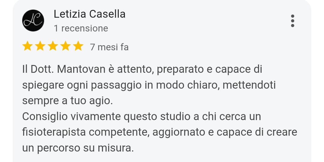 Recensione Google di Letizia Casella su Studio Mantovan